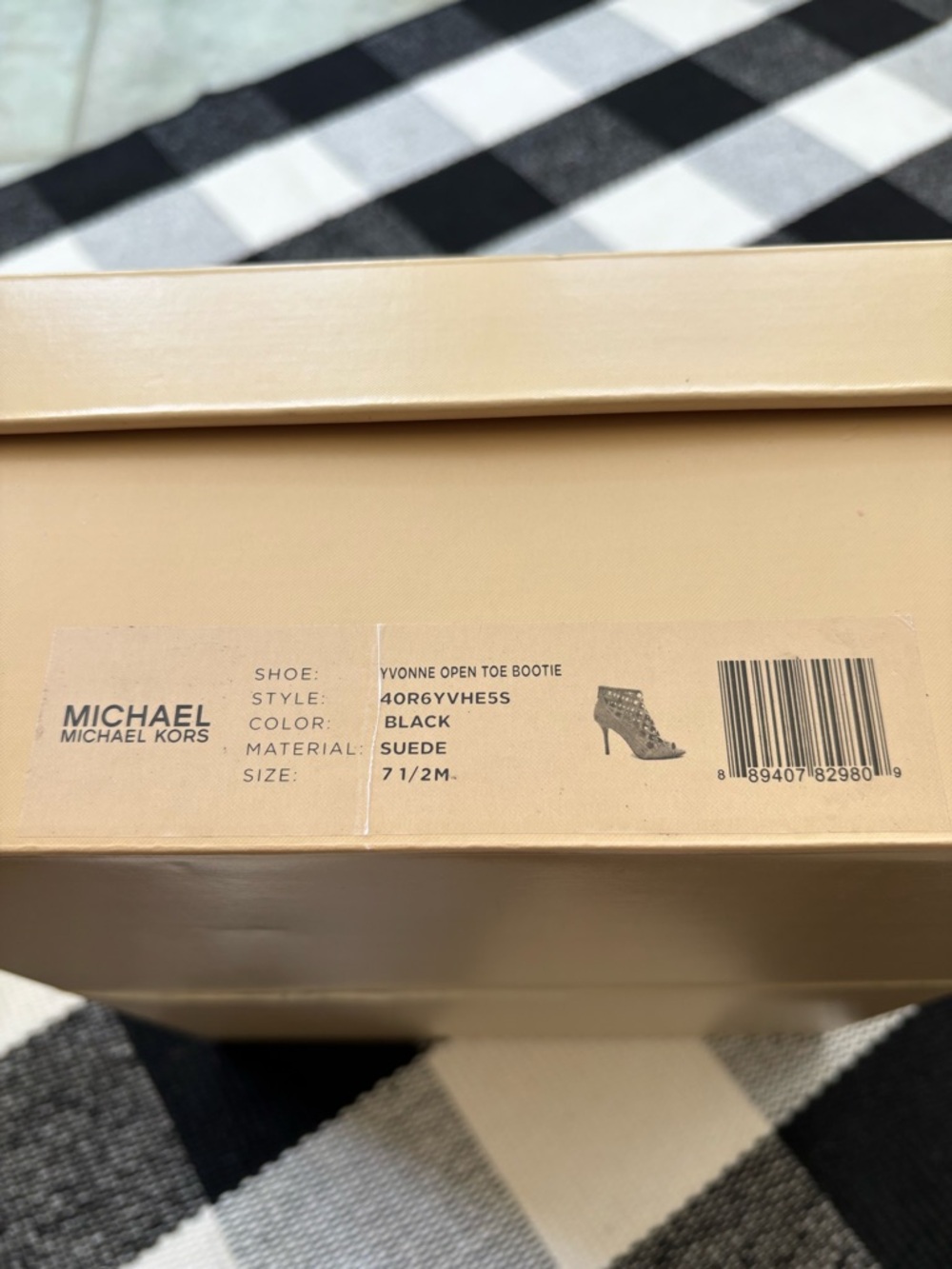 Michael Kors Yvonne Black Studded Open Toe Suede High Heel Bootie - Picture 11 of 12